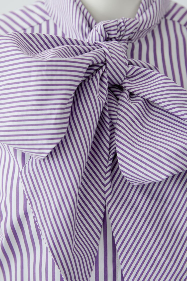 Lilac Stripe Tie Neck Blouse