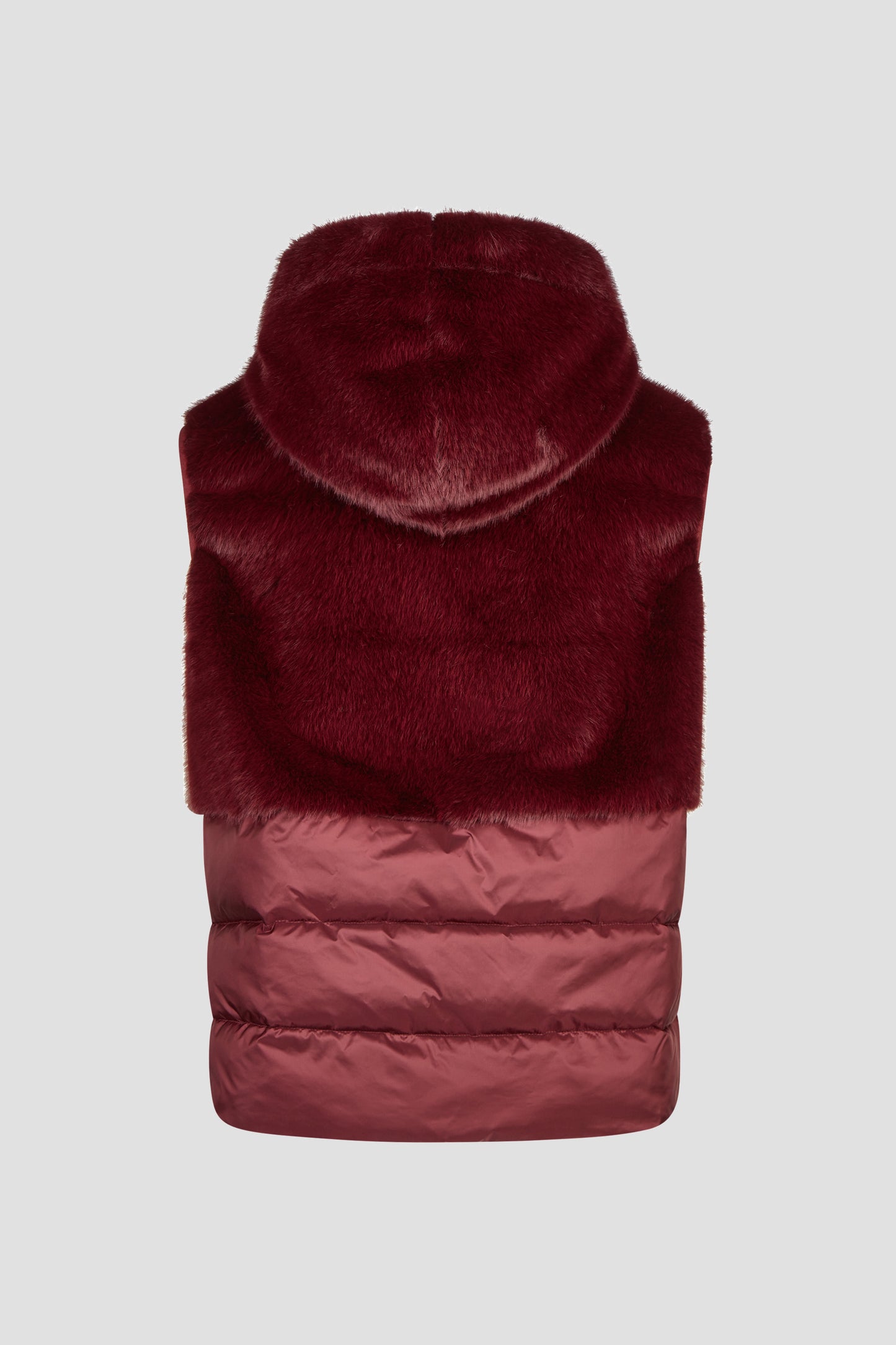Burgundy Faux Fur Hooded Gilet