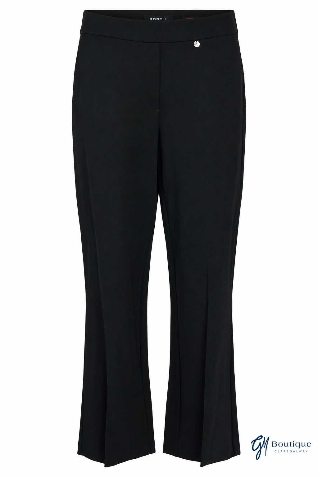 Robell Anna Black Short Leg Trousers with a small GM Boutique logo at bottom right.
