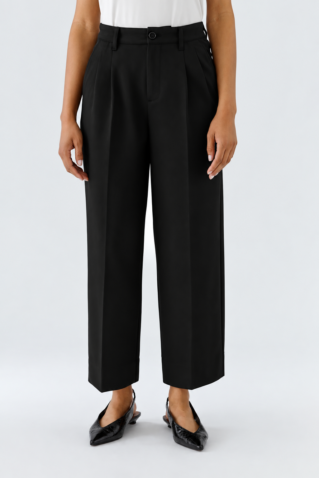 Oui Black Wide Leg Tailored Trousers