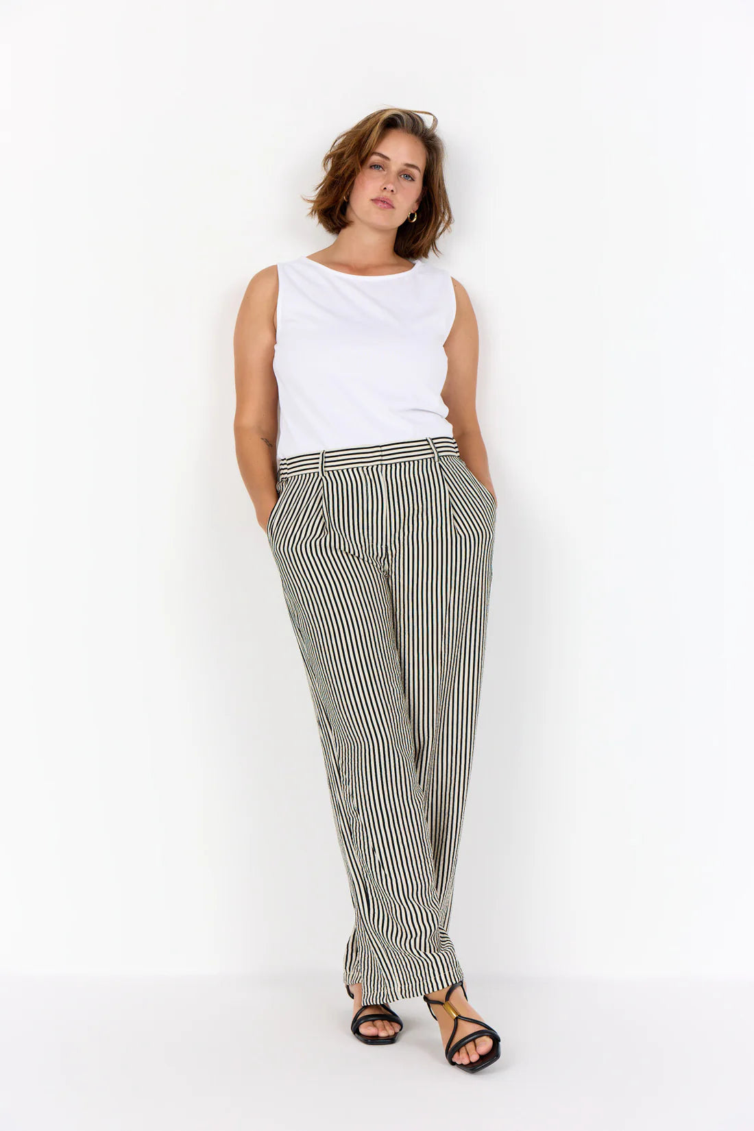 Straight Leg Striped Trousers