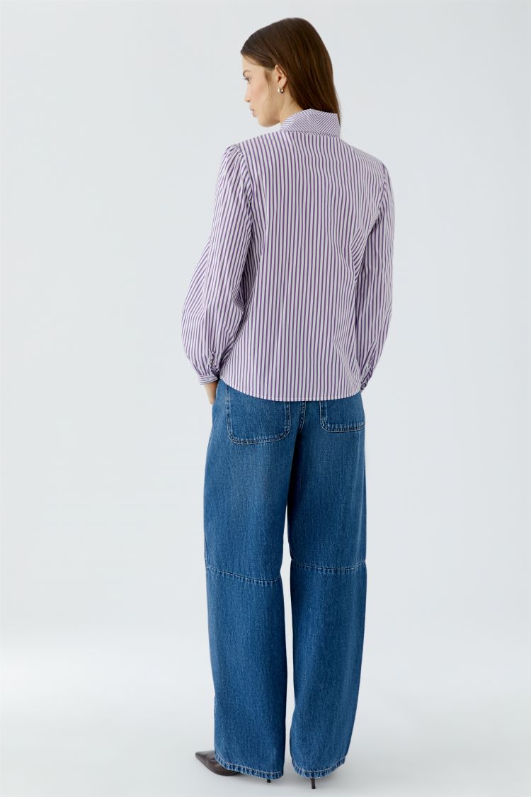 Lilac Stripe Tie Neck Blouse