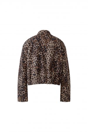 Oui Leopard Print Jacket – Brown & Black