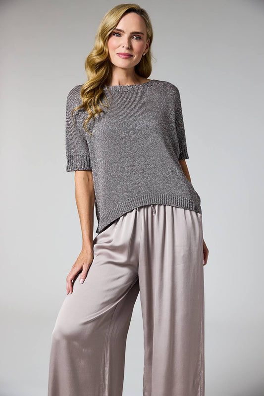 Shimmer Knit Top – Dark Taupe