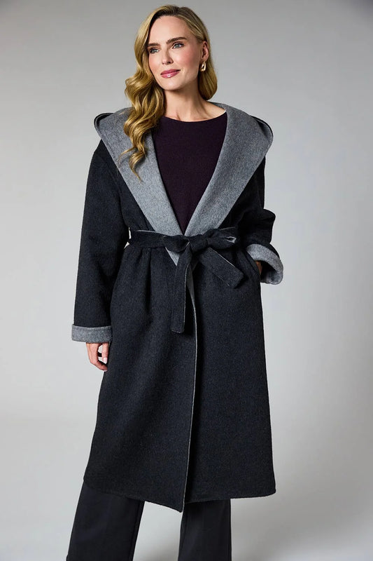 Rino & Pelle Hooded Coat Black/Grey