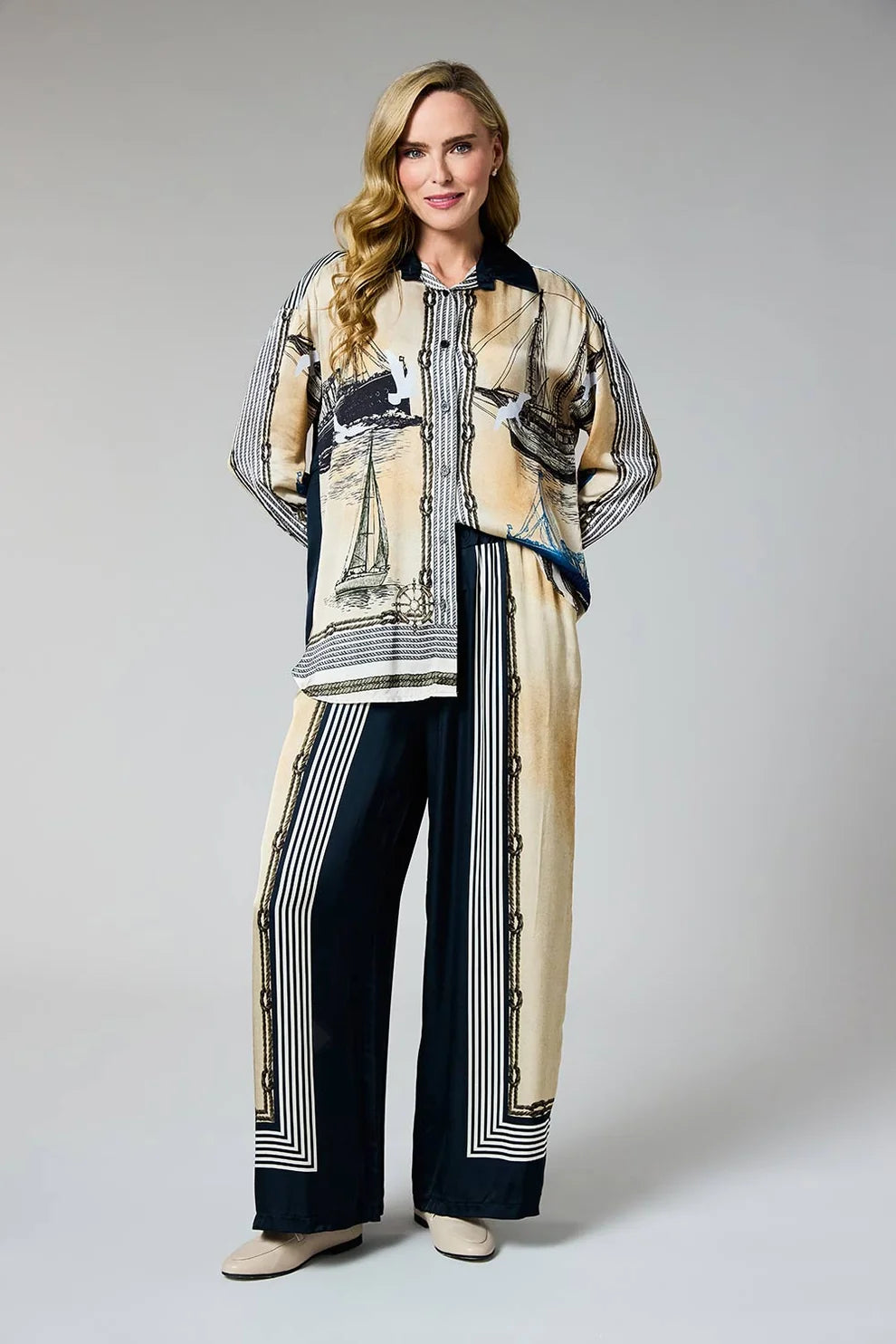 Satin Printed Palazzo Trousers