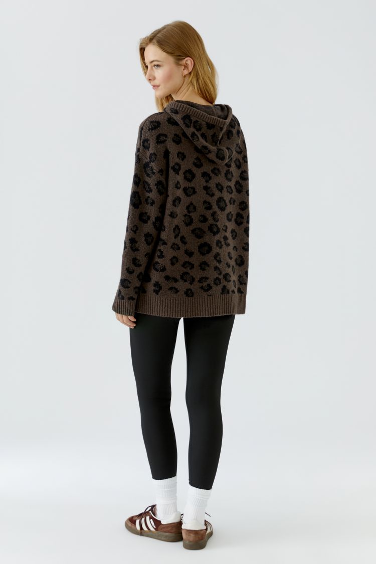 Leopard Print Knit Hoodie