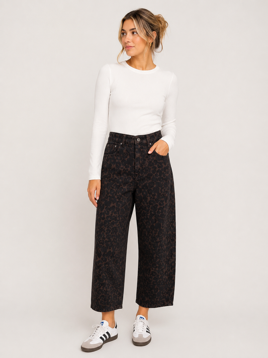 Leopard barrel jeans