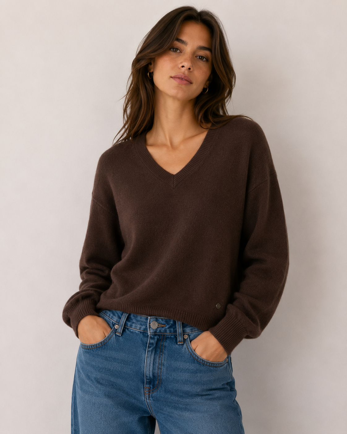 Relaxed V-Neck Knit Jumper