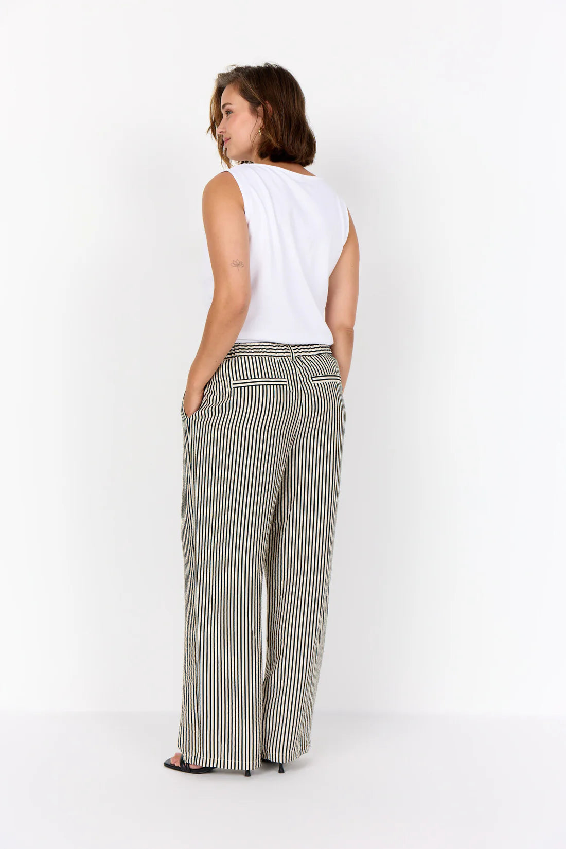 Straight Leg Striped Trousers