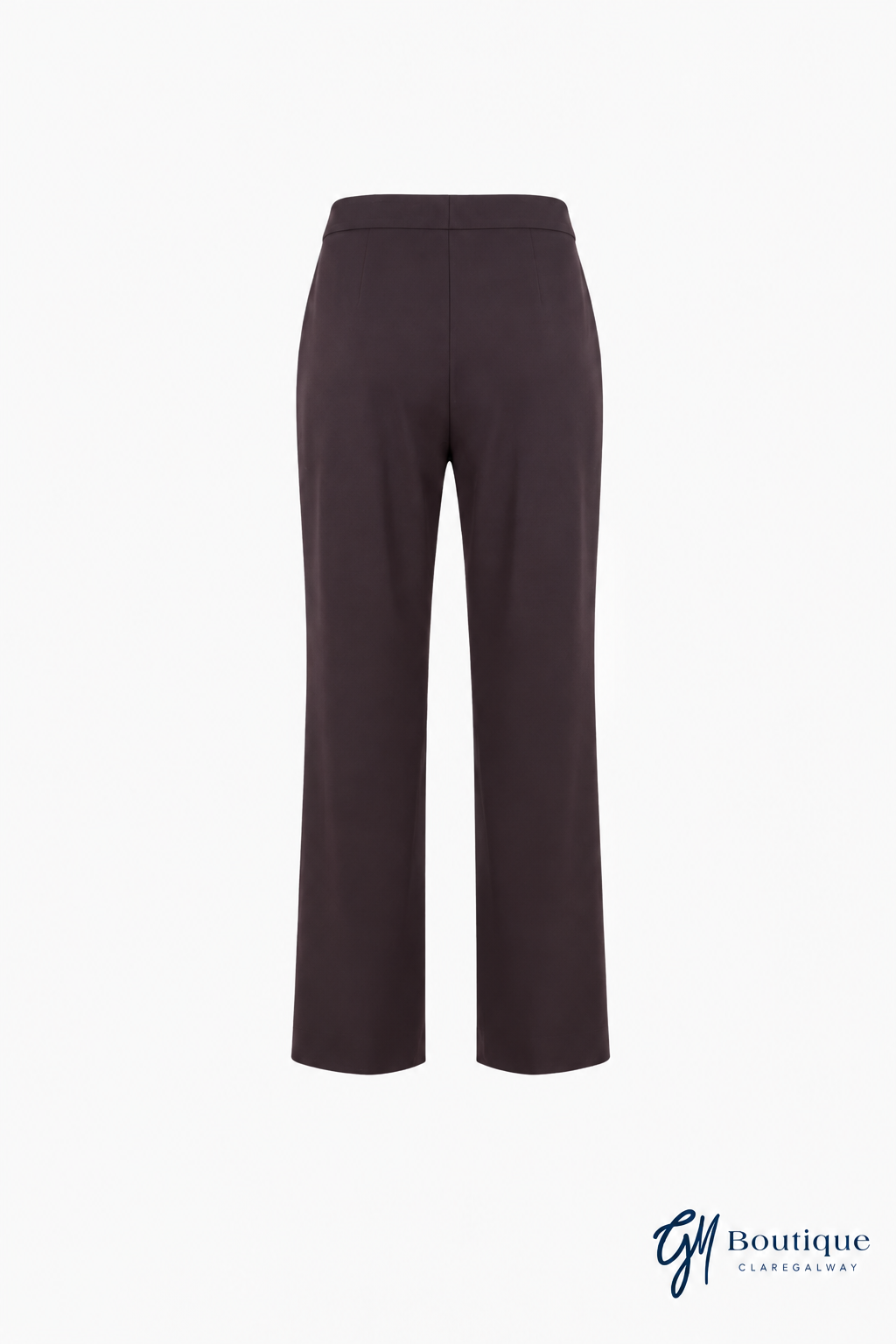 Robell Anna Short Leg Trousers in Toffee dark brown, back view, with small GM Boutique logo at bottom right.