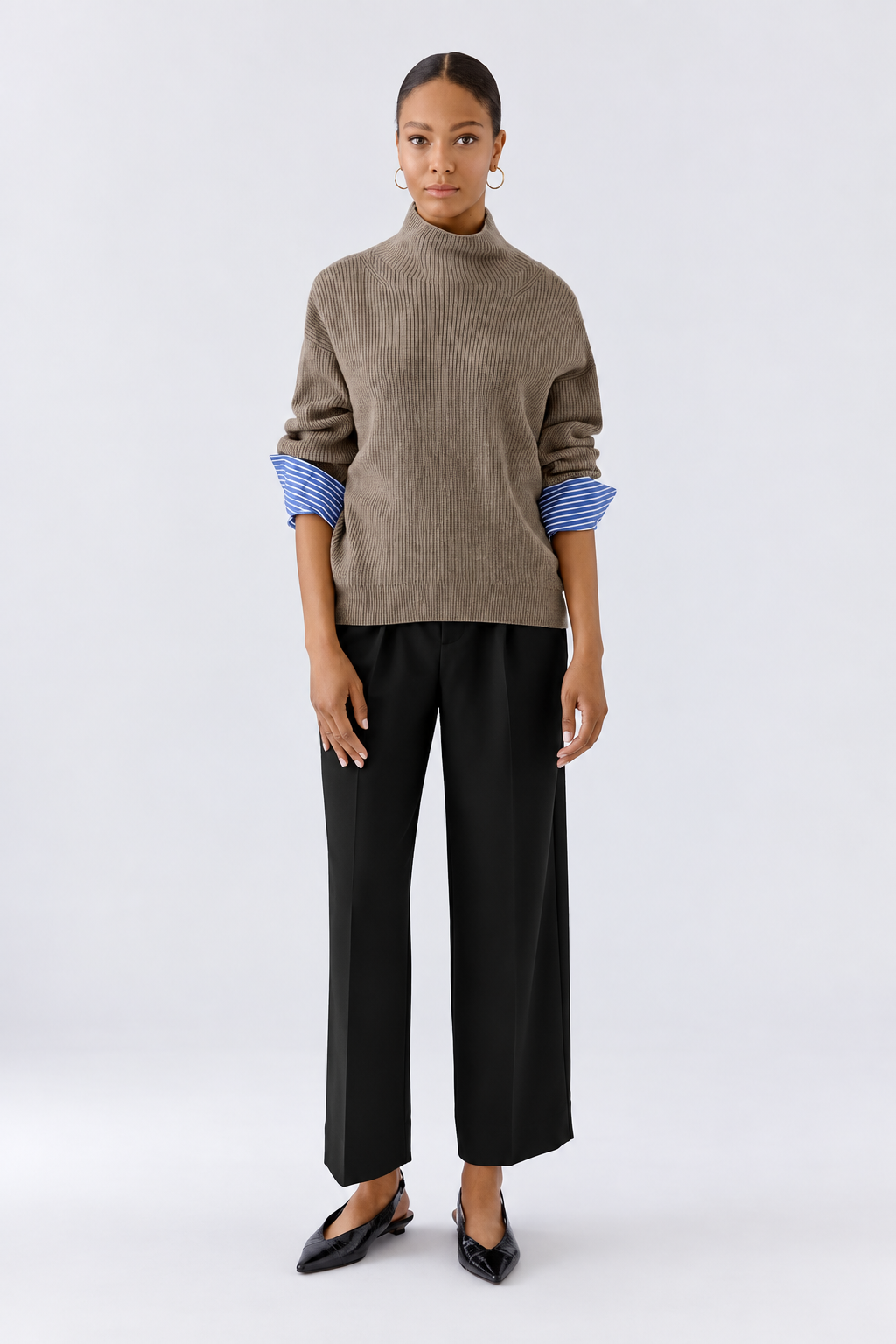 Oui Black Wide Leg Tailored Trousers