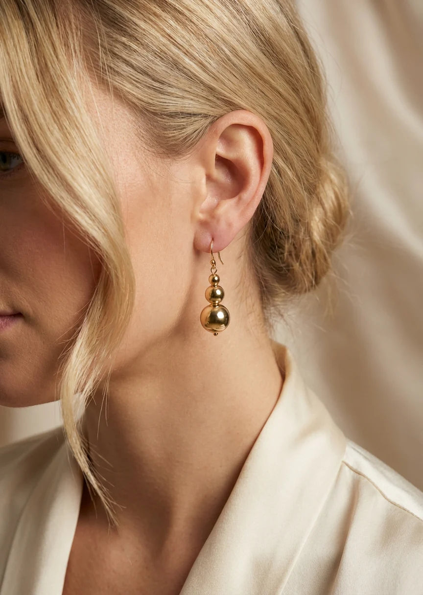 Gold balls dropper earring
