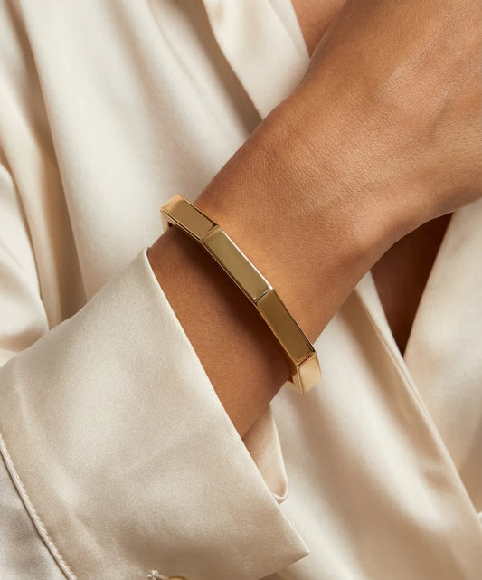 Gold hinged hexagonal bangle