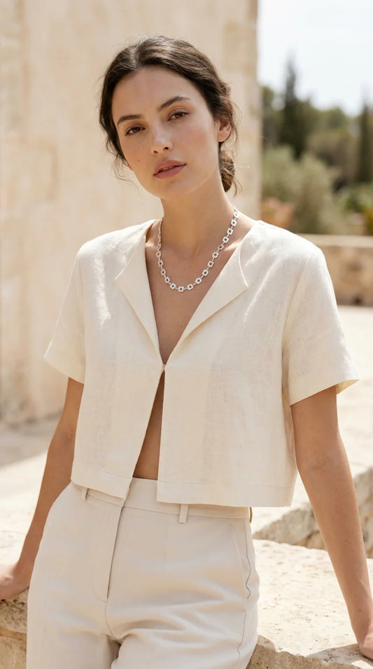 Short silver square link necklace